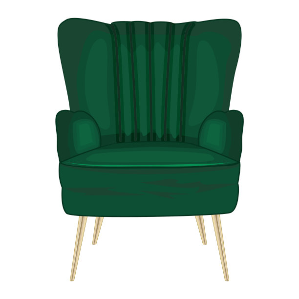 白色背景下的绿色扶手椅图片下载