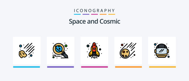 空间线填充5个图标包，包括星星图片下载