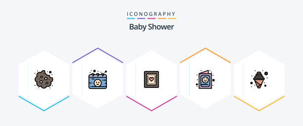 婴儿淋浴25填充线图标包包括图片下载