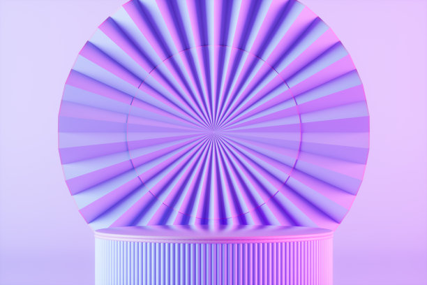 春节产品展区空空如也，霓虹丁香为背景图片下载