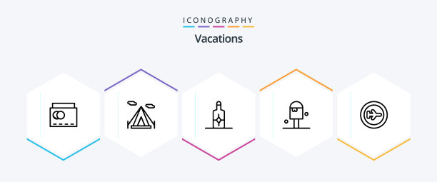 度假25线图标包，包括夏季冰图片下载