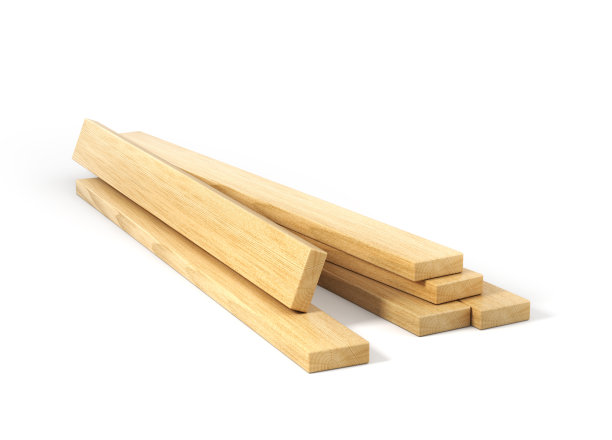 白色背景上的木梁。三维演示图片下载