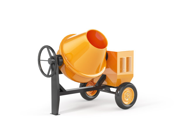 白色背景的混凝土搅拌机。三维演示图片下载