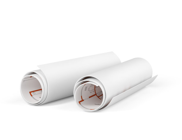 白色背景的蓝图。三维演示图片下载