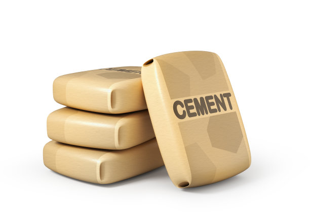 白色背景上的水泥袋。三维演示图片下载