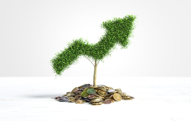 箭形树上堆硬币，经营理念图片下载