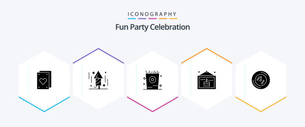 派对25字形图标包包括音符音乐图片下载