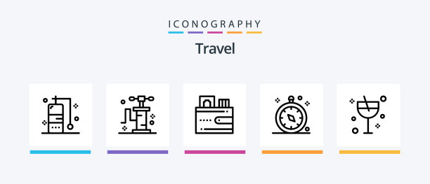旅游线路5图标包包括旅行袋图片下载