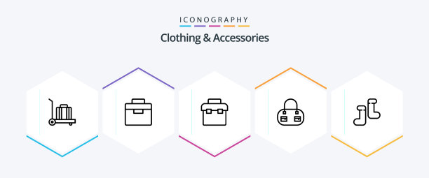 服装和配件25线图标包图片下载