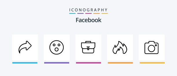 包含图像前进的Facebook线性5图标包图片下载