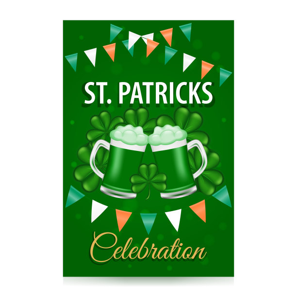 用绿啤酒庆祝圣帕特里克节快乐图片下载