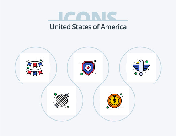 美国线填充图标包5图标设计党图片下载