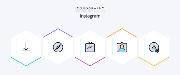 Instagram 25个填充轮廓图标包图片下载