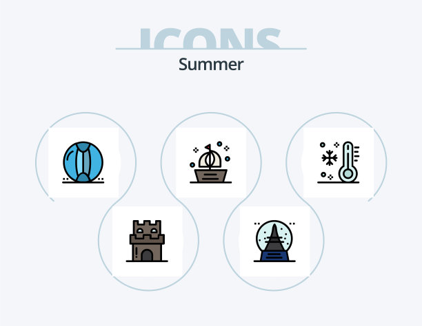 夏季线填充图标包5图标设计夏季图片下载