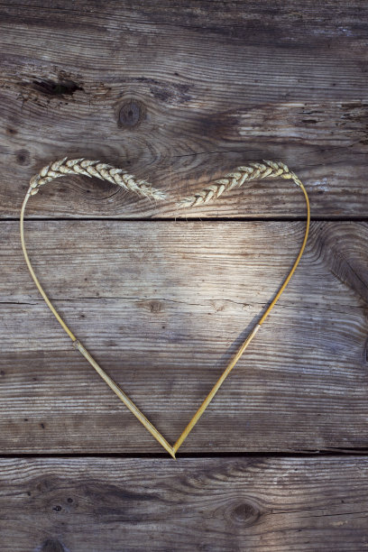 成熟麦穗的金色心图片下载