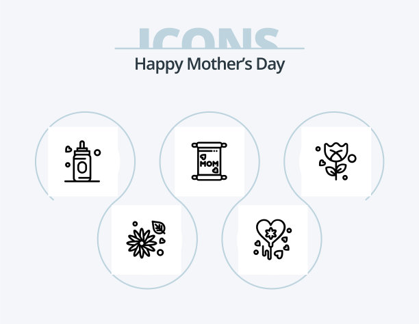 母亲节快乐线图标包5图标设计图片下载