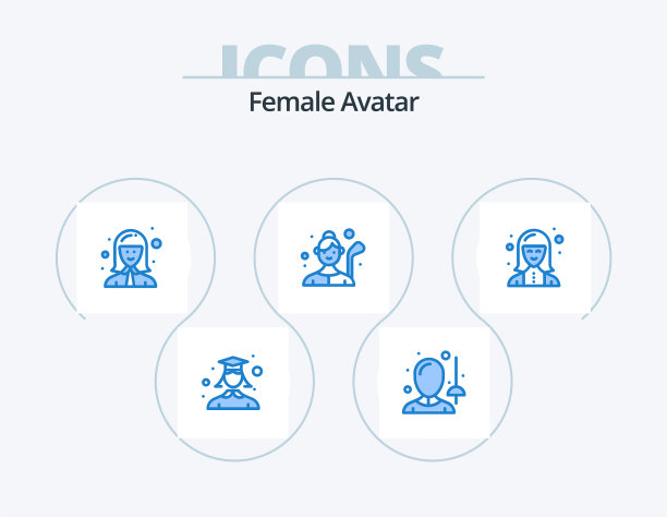 女性头像蓝色图标包5图标设计女士图片下载