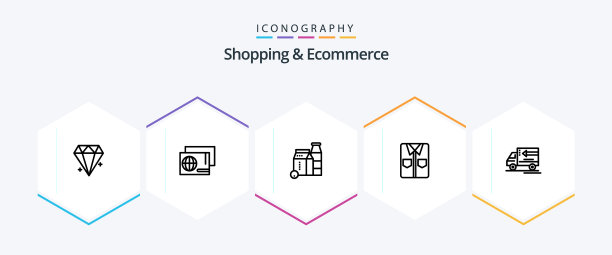 购物和电子商务25线图标包图片下载