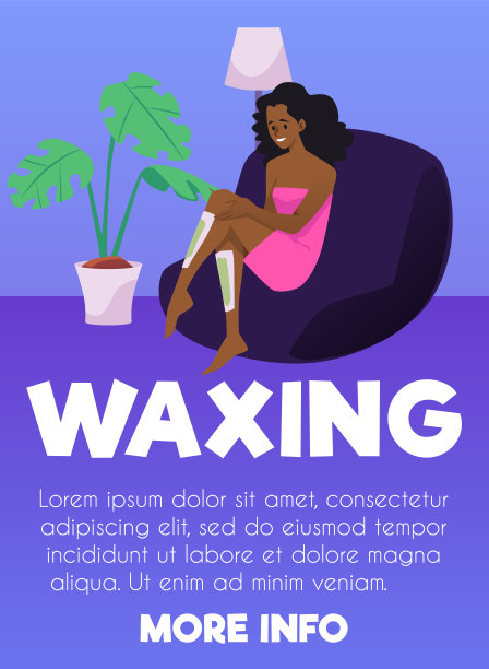 蜡和糖脱毛程序横幅，平面矢量插图。图片下载