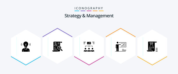 策略和管理25个字形图标包图片下载
