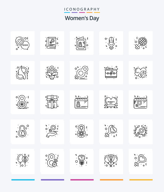 创意妇女节25个轮廓图标包如图片下载