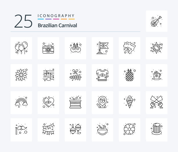 巴西狂欢节25线图标包包括图片下载