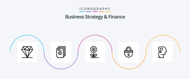 商业战略和财务线5图标包图片下载