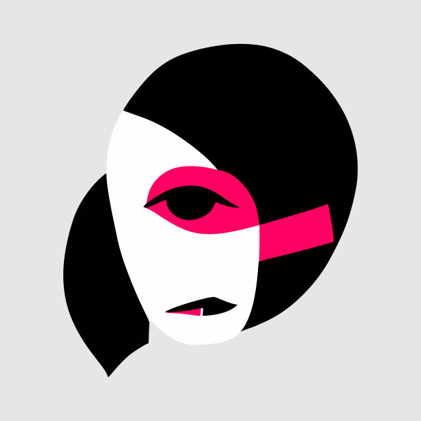 现代插画女性面对抽象形状的发型，肖像在极简主义的平面风格。女性艺术海报。优雅的女士艺术的色彩图片下载