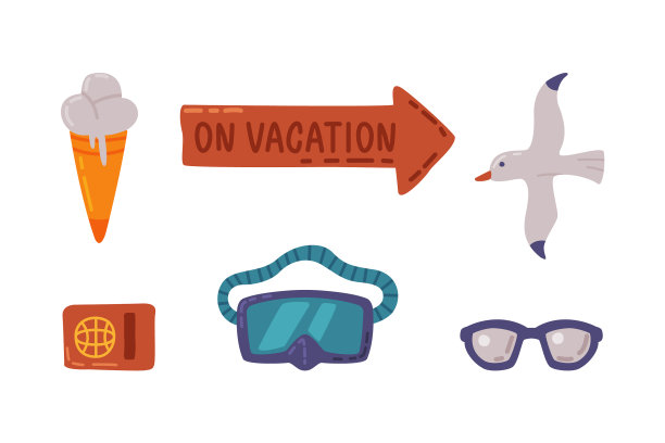 用于旅行和度假的符号和属性图片下载