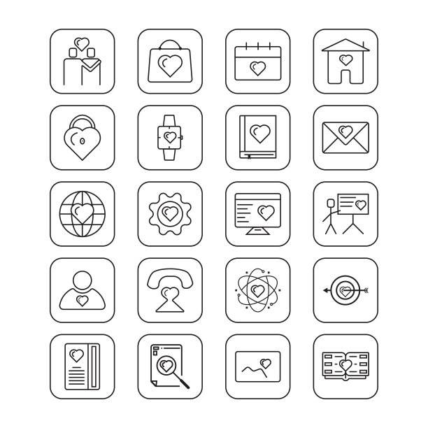 一套爱情图标与公司符号图片下载