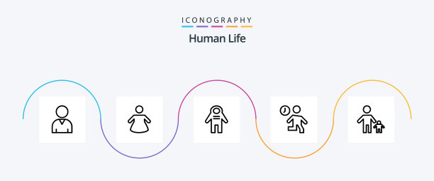 人类线5图标包，包括孩子家庭时钟图片下载