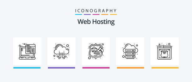 包含网络的Web主机线性图标图片下载
