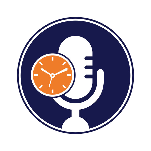 播客时间矢量标志设计模板。图片下载