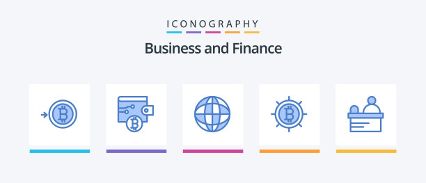 金融蓝色5图标包包括全球门票图片下载