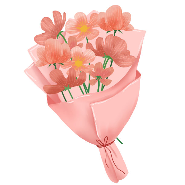 粉红色花束水彩插图图片下载