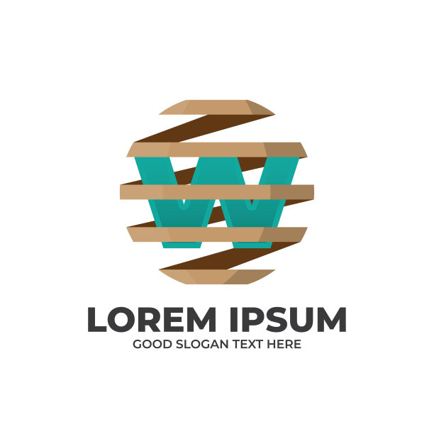 全球丝带插图标志设计，抽象的全球图标模板与字母图片下载