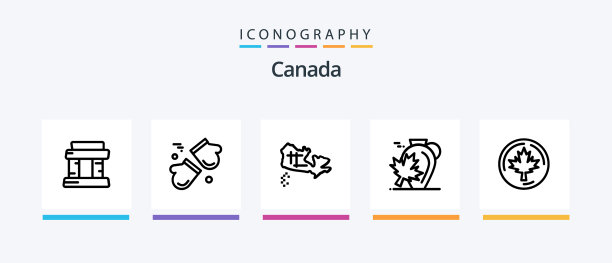 加拿大线5图标包包括独木舟枫图片下载