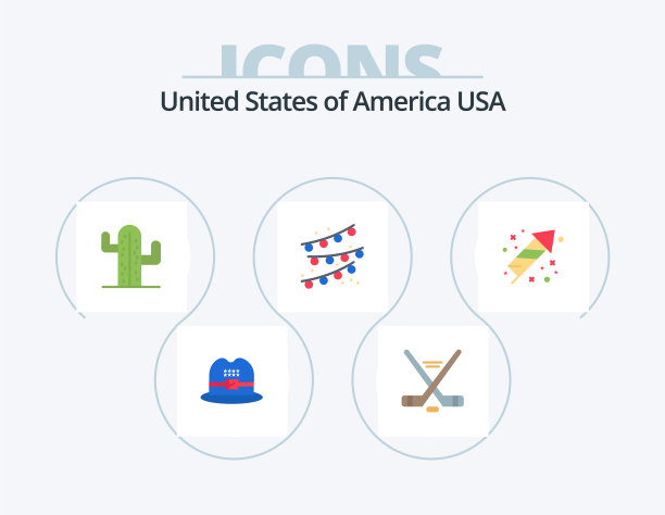 美国扁平图标包5图标设计假期图片下载