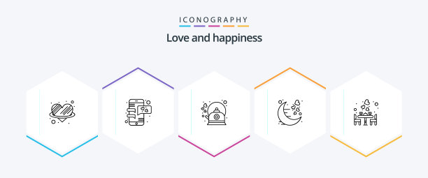 爱情25线图标包包括浪漫的月亮图片下载