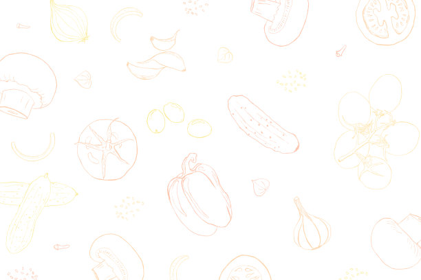 蔬菜素描风格线条艺术中性色插图图片下载