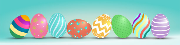 网络横幅许多复活节彩蛋在一排图片下载