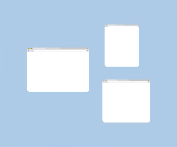 Web浏览器窗口白色模板。浏览器的平面风格。带有浏览器窗口的移动设备设计模板。空白的模板。网站模板矢量设计和插图。图片下载