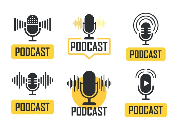 播客麦克风图标在平面风格。孤立背景上的音频采访矢量插图。工作室讲者招牌经营理念。图片下载