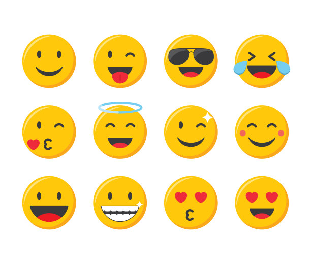 表情符号设置。表情符号集合矢量插图图片下载