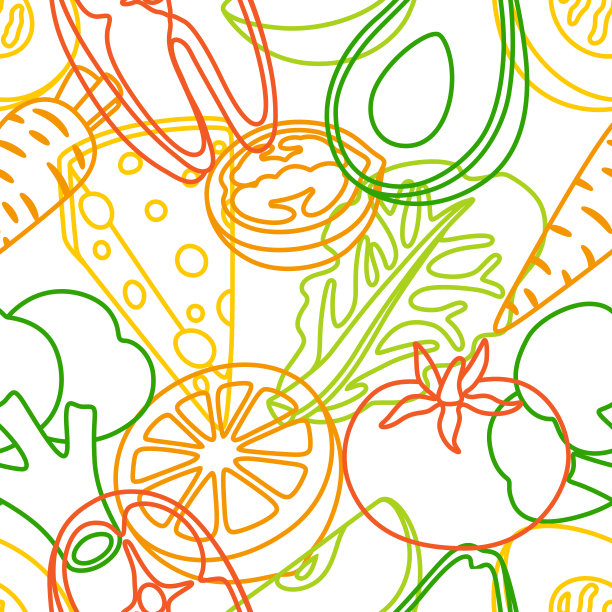 无缝模式的健康饮食和减肥餐。水果，蔬菜和蛋白质，以获得适当的营养。图片下载