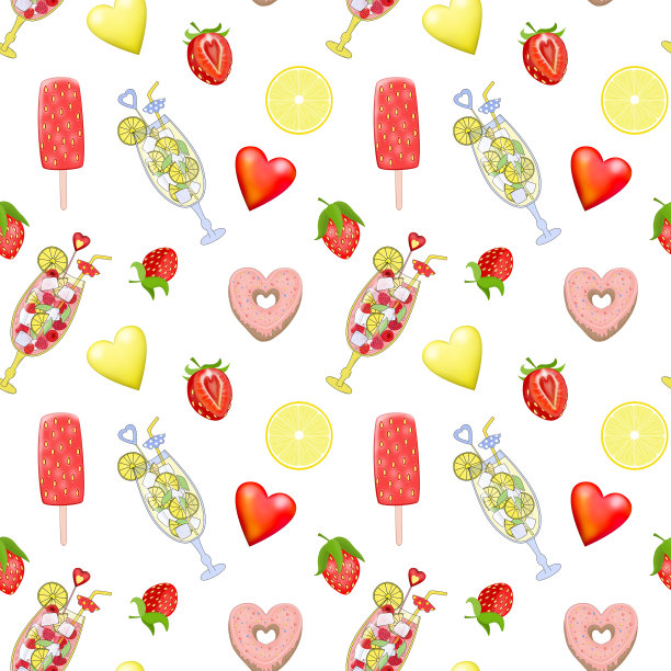 无缝的图案与糖果和甜点在白色的背景。图片下载