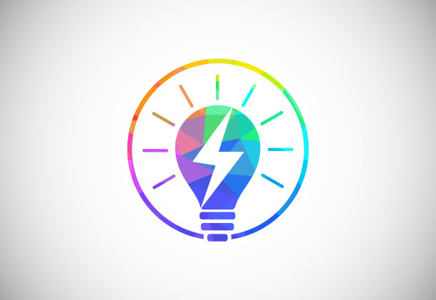 多边形低聚电标志模板照明螺栓标志符号图片下载