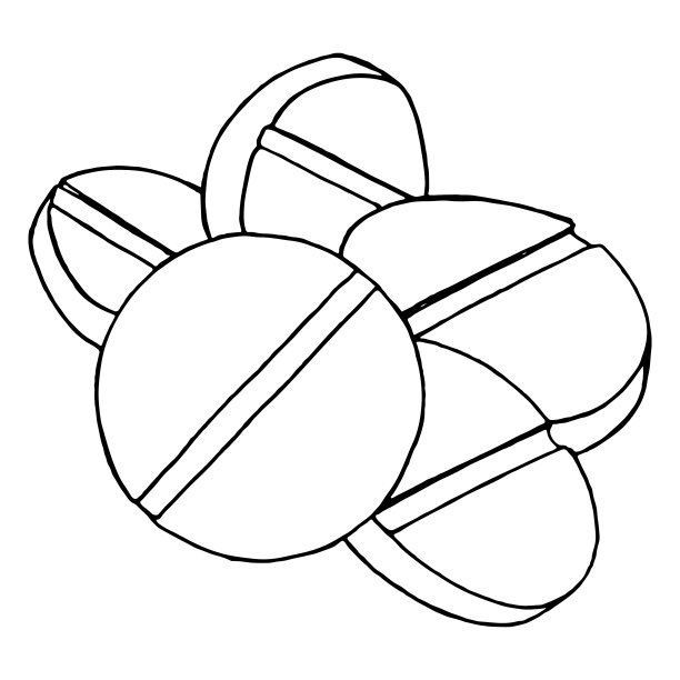 单色药片药片药物手绘线条艺术图片下载