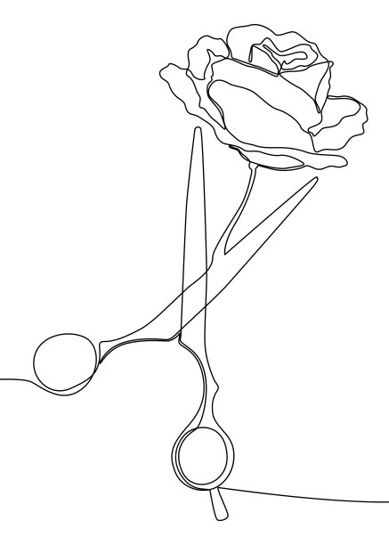 一排连续的剪式玫瑰花。细线插图矢量概念。轮廓图创意。图片下载
