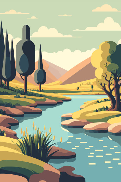 河流与福雷斯特山的背景视图图片下载